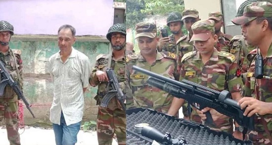 সাবেক এমপির বাড়িতে সেনাবাহিনীর অভিযান, অস্ত্রসহ ছেলে আটক